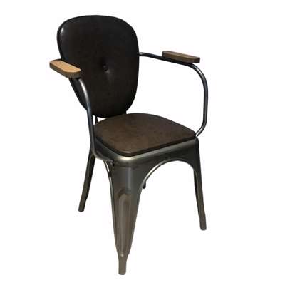 Szn Wood Sandalye Tak Kollu Kahverengi Deri Ham Koyu Ceviz 45cm Oturum 54x58x84cm